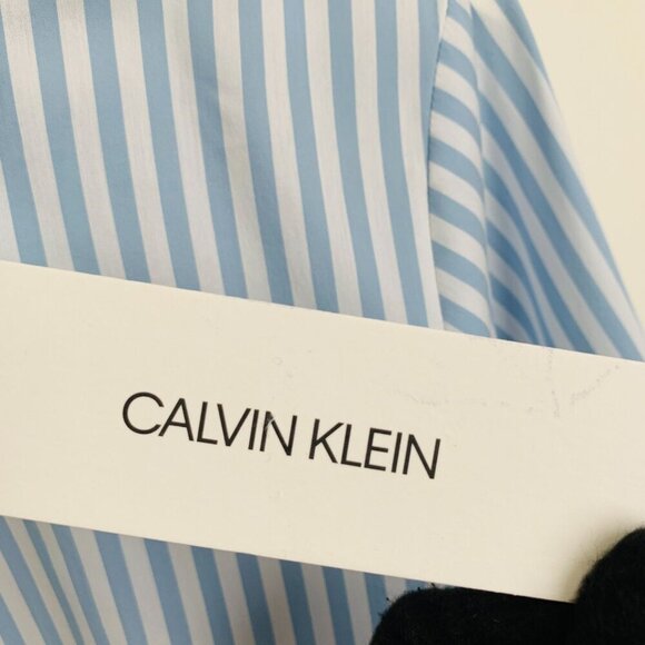 NWT Calvin Klein Striped Tie-Cuff Poplin Top Size M - Picture 7 of 15